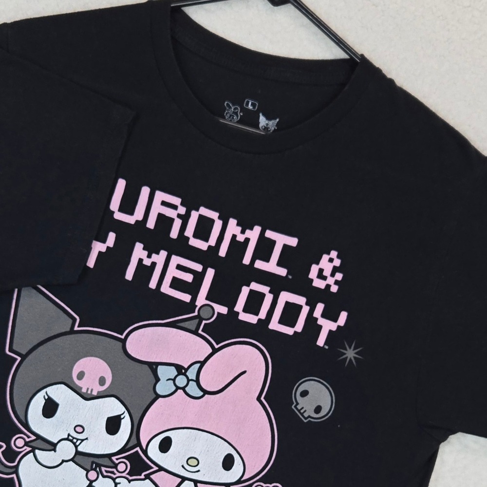 Sanrio Kuromi My Melody T-Shirt L Black Pastel Goth Kawaii Ripple Junction Tee
